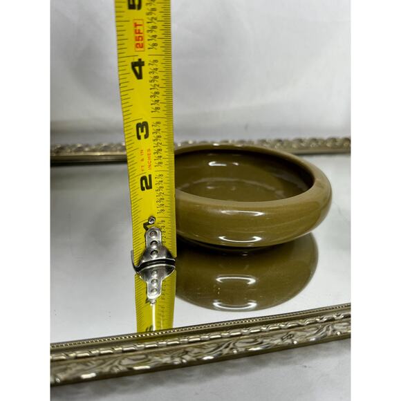 Small Vintage Avocado / Olive Green Round Ceramic Pottery Planter , Succulent - Picture 8 of 8